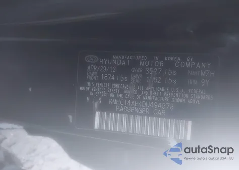 2013 Hyundai Accent Gls from USA, damaged, VIN KMHCT4AE4DU494573